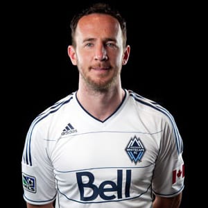 Centre back Andy O'Brien is shown in a Vancouver Whitecaps uniform in August 2012.