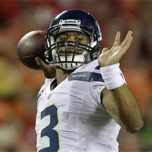 Seattle Seahawks quarterback Russell Wilson throws a pass in August 2012.