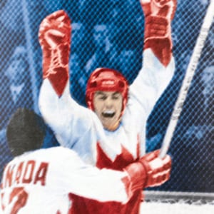 Paul Henderson is shown after scoring the Goal of the Century at the Summit Series between Team Canada and the Soviet Union in 1972.
