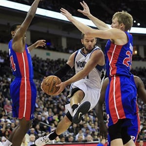 Minnesota Timberwolves played the Detroit Pistons in Winnipeg in an NBA preseason game October 24, 2012.