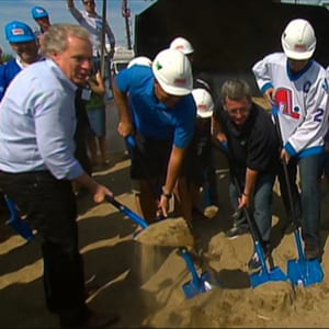 Former premier Jean Charest was among the dignitaries who participated in a ground-breaking ceremony for Quebec City's new arena in September 2012.
