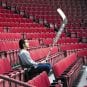 Roberto Luongo looks on from the stands at General Motors Place.