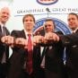 Mats Sundin, Joe Sakic, Adam Oates and Pavel Bure show their rings during their induction into the Hockey Hall Of Fame in November 2012.