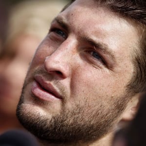 Quarterback Tim Tebow is shown at New York Jets training camp in 2012.