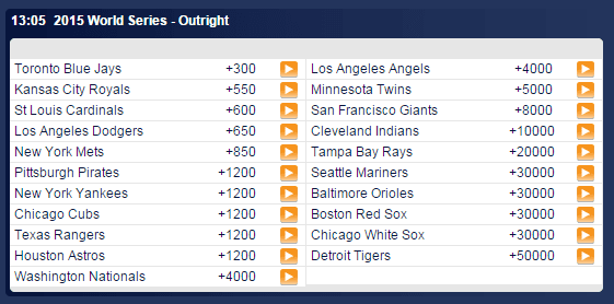 world series odds sept 9