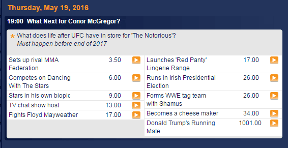 conor mcgregor retirement odds