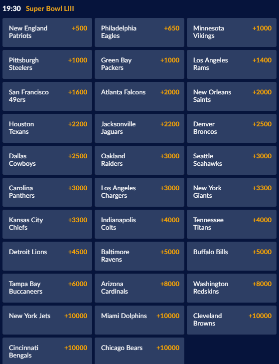 NFL futures betting example